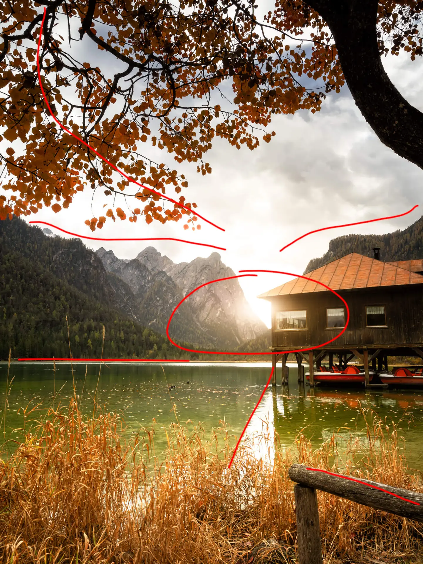 Führende Linien - Dolomiten Toblacher See